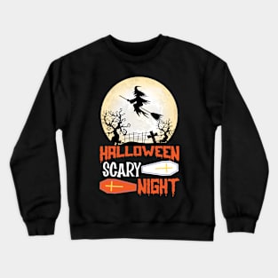 Halloween Scary Night Witch Broom Crewneck Sweatshirt